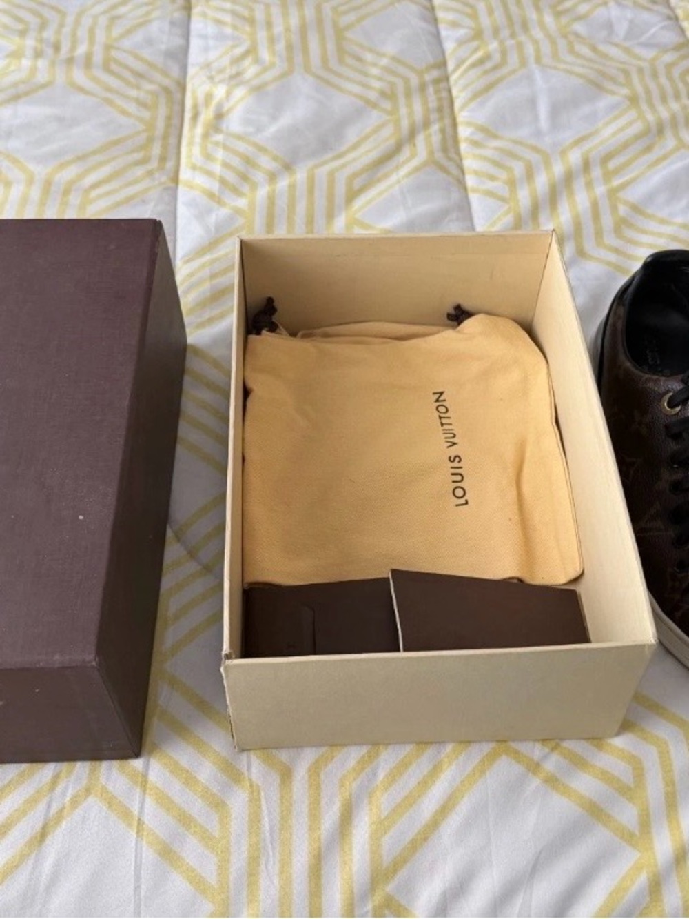 Louis Vuitton Tan Drawstring Dust Bag with Brown Accents